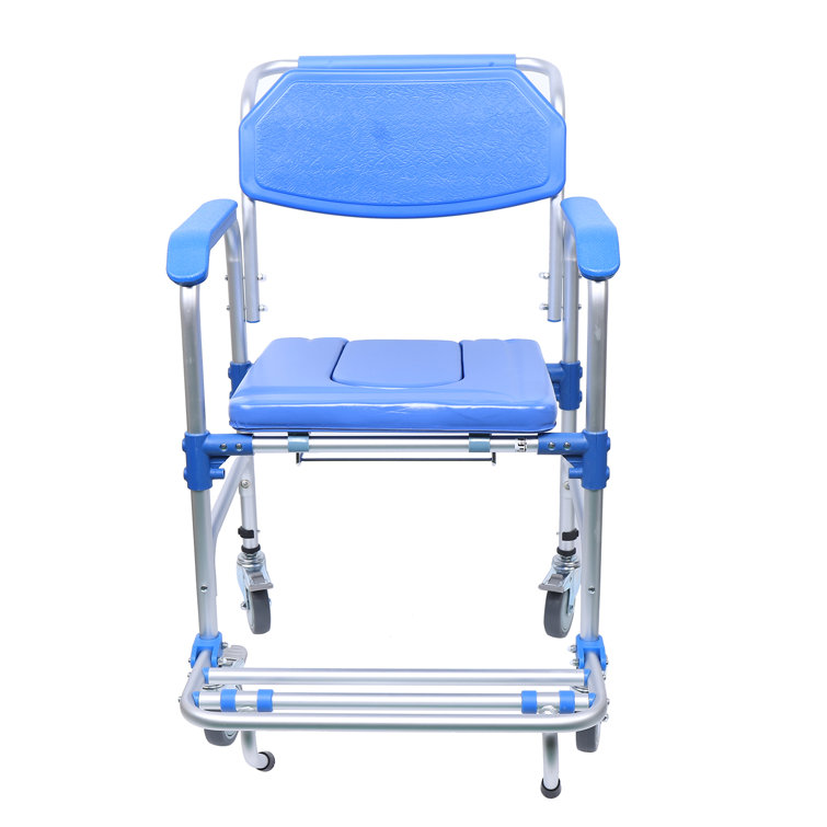 OUKANING Portable Aluminum Alloy Shower Wheelchair with Fixed Arm